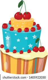 beautiful cake festive vector illustration