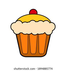 Beautiful cake on a white background, sign for design, vector illustration