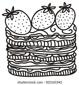 Beautiful cake with strawberries. Vector illustration.