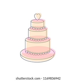 Beautiful cake in the style of "bifurcation." Isolated vector illustration on white background of a double festive cake.