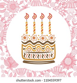 Beautiful cake. Vector illustration