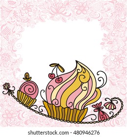 Beautiful cake. Vector illustration.