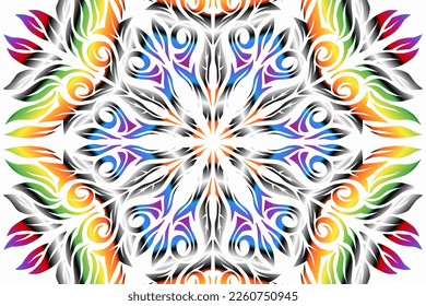 Schöne Caleidoskop-symmetrische Farbverlauf-Linie Kunst der traditionellen abstrakten Symbol Batik dayak-Ornament-Design-Elemente