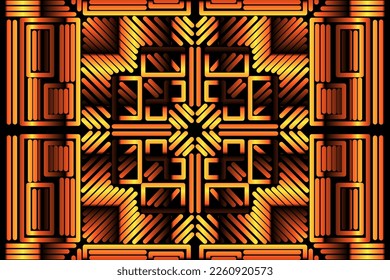 Hermoso caleidoscopio gradiente simétrico colorido arte de la línea de diseño tradicional de símbolo abstracto batik dayak ornament