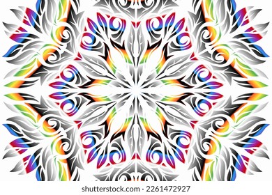 Schöne Caleidoskop-symmetrische Farbverlauf-Linie Kunst der traditionellen abstrakten Symbol Batik dayak-Ornament-Design-Elemente