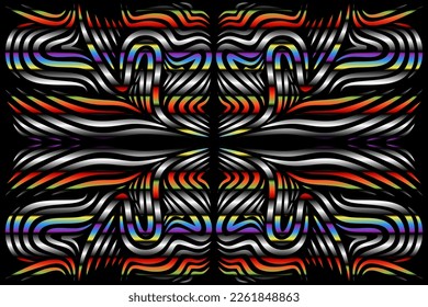 Beautiful caleidoscope symmetrical colourful gradient line art of traditional abstract symbol batik dayak ornament design template elements