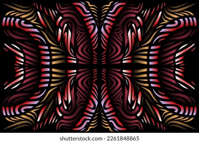 Beautiful caleidoscope symmetrical colourful gradient line art of traditional abstract symbol batik dayak ornament design template elements
