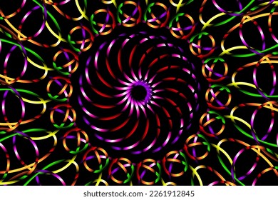 Beautiful caleidoscope symmetrical colourful gradient line art of traditional abstract symbol batik dayak ornament design template elements