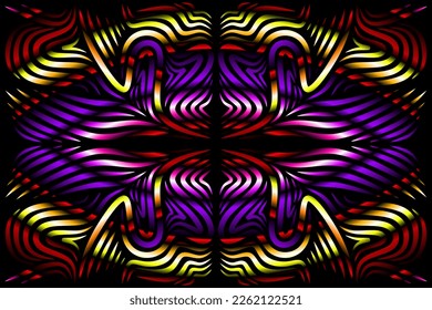 Beautiful caleidoscope symmetrical colourful gradient line art of traditional abstract symbol batik dayak ornament design template elements