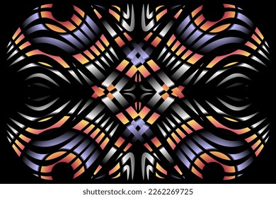 Schöne Caleidoskop-symmetrische Farbverlauf-Linie Kunst der traditionellen abstrakten Symbol Batik dayak-Ornament-Design-Elemente