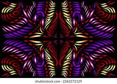 Beautiful caleidoscope symmetrical colourful gradient line art of traditional abstract symbol batik dayak ornament design template elements