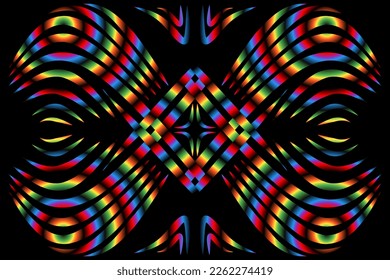 Beautiful caleidoscope symmetrical colourful gradient line art of traditional abstract symbol batik dayak ornament design template elements