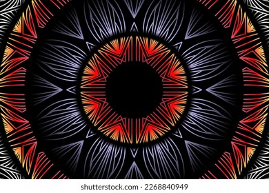 Hermoso caleidoscopio gradiente simétrico colorido línea de flores de línea de símbolo abstracto tradicional batik elementos de plantilla de diseño ornamental de adorno de días
