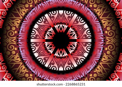 Schönes Kaleidoskop symmetrisch bunter Farbverlauf-Blumen Linie Kunst der traditionellen abstrakten Symbol Batik dayak Ornament Design Template Elemente
