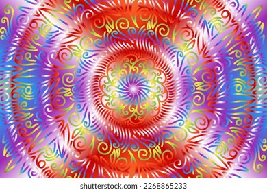 Hermoso caleidoscopio gradiente simétrico colorido línea de flores de línea de símbolo abstracto tradicional batik elementos de plantilla de diseño ornamental de adorno de días
