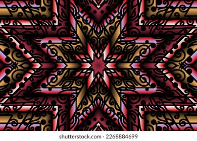 Hermoso caleidoscopio gradiente simétrico colorido línea de flores de línea de símbolo abstracto tradicional batik elementos de plantilla de diseño ornamental de adorno de días
