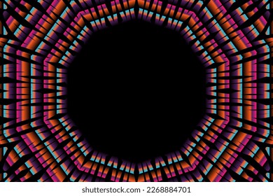 Beautiful caleidoscope symmetrical colourful gradient flowers line art of traditional abstract symbol batik dayak ornament design template elements
