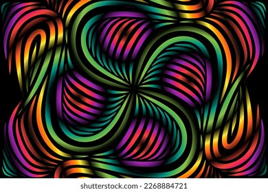 Beautiful caleidoscope symmetrical colourful gradient flowers line art of traditional abstract symbol batik dayak ornament design template elements
