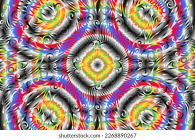 Hermoso caleidoscopio gradiente simétrico colorido línea de flores de línea de símbolo abstracto tradicional batik elementos de plantilla de diseño ornamental de adorno de días
