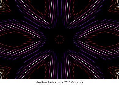 Beautiful caleidoscope symmetrical colourful gradient flowers line art of traditional background batik dayak ornament design template elements