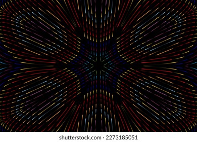 Beautiful caleidoscope symmetrical colourful gradient flowers line art of traditional background batik dayak ornament design template elements