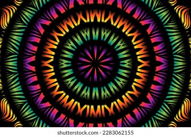 Beautiful caleidoscope symmetrical colourful gradient flowers line art of traditional background batik dayak ornament design template elements