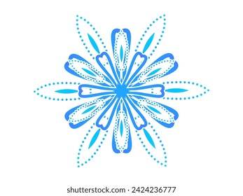 Beautiful caleidoscope symmetrical colourful gradient flower line art pattern of indonesian culture batik ethnic dayak 