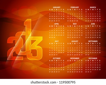 Beautiful calendar design for 2013 in orange color.