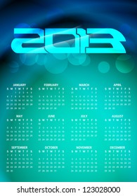 Beautiful calendar design in blue color. vector illustration