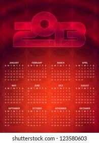 Beautiful calendar design in red color. vector illustration