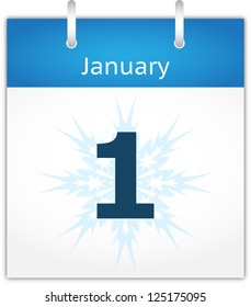 Beautiful calendar page for January 1. Happy New Year!