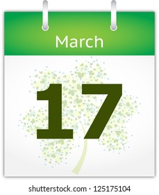 Beautiful calendar page for Macrh 17. Happy Saint Patrick's day!