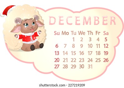 beautiful calendar with sheep on a white background