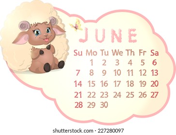 beautiful calendar with sheep on a white background