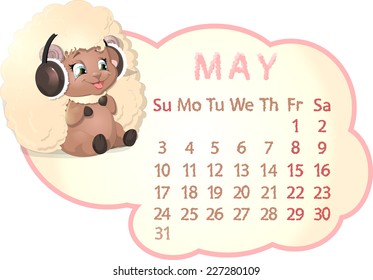 beautiful calendar with sheep on a white background