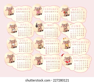 beautiful calendar with sheep on a white background