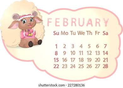 beautiful calendar with sheep on a white background