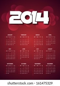 beautiful calender design for new year 2014. vector illustration