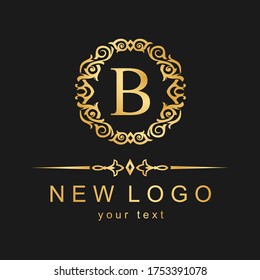 Beautiful calligraphic logo. Patterned letter with an ornament. B