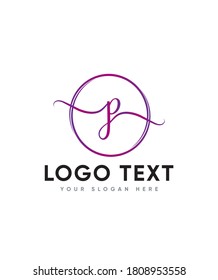 A beautiful calligraphic script letter type P logo template, Vector logo for business and company identity