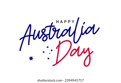 Beautiful calligraphy - Happy Australia Day. Elements for the design of a festive banner for the day of the first landing. National Australia Day. Vector illustration on a white background.