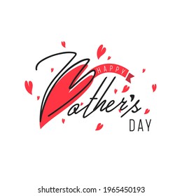Beautiful calligraphy Happy Mother's Day on white background.