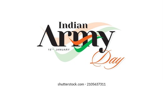 Beautiful Calligraphy of Indian Army Day, 15 January. Indian Army Day Wishing Banner Design. Editable Illustration.