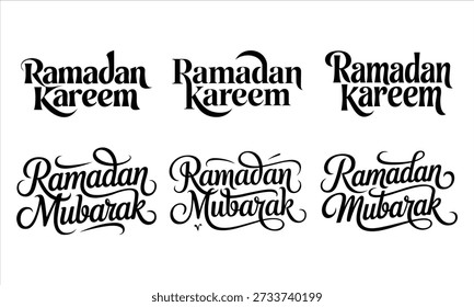 Beautiful Calligraphy Text for Ramadan Kareem and Ramadan Mubarak on Transparent Background