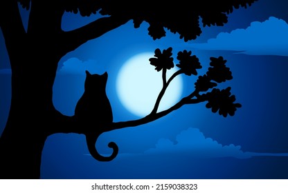 Moonlight cat Images, Stock Photos & Vectors | Shutterstock