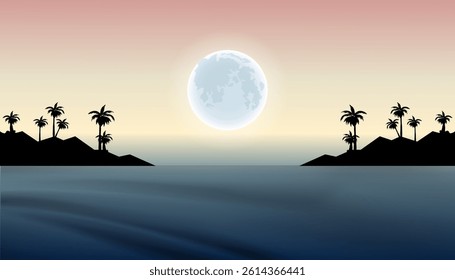 A beautiful and calming view of the sunset at sea.Beautiful sunset seen from a hill.
