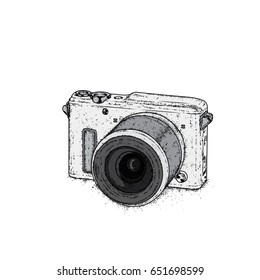 A beautiful camera. Vector illustration for a postcard or a poster. Vintage camera.