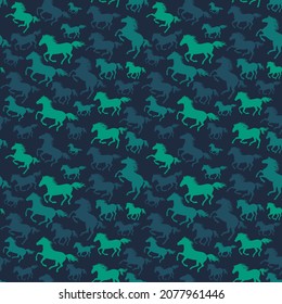 Hermosa silueta de caballo de camuflaje sin fisuras. Resumen del fondo militar vector moderno. Plancha de impresión textil de tela