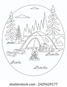  A beautiful camp coloring page 