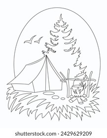  A beautiful camp coloring page 